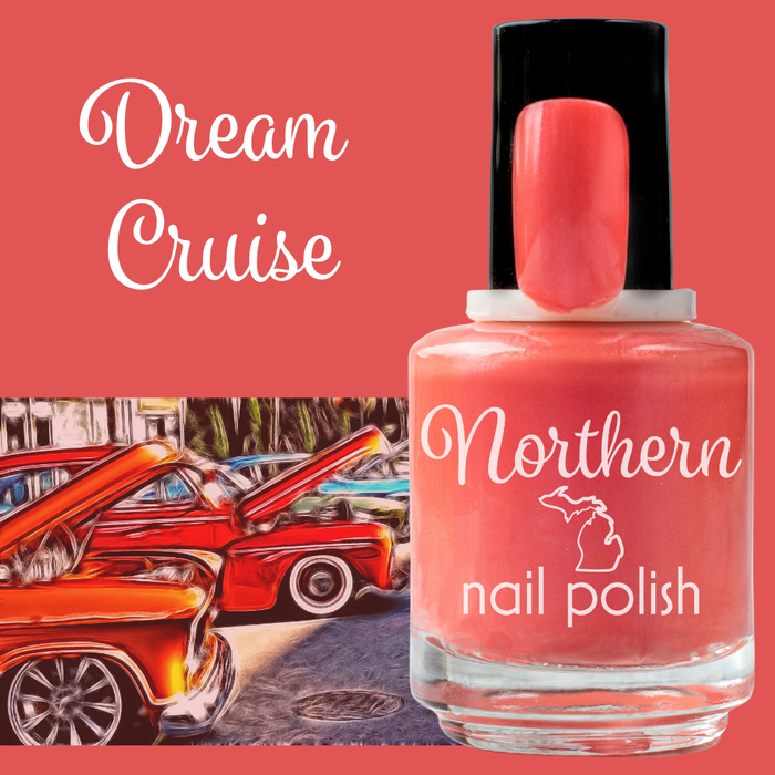Dream Cruise  Nail Polish Vegan Nontoxic Cars Detroit Coral