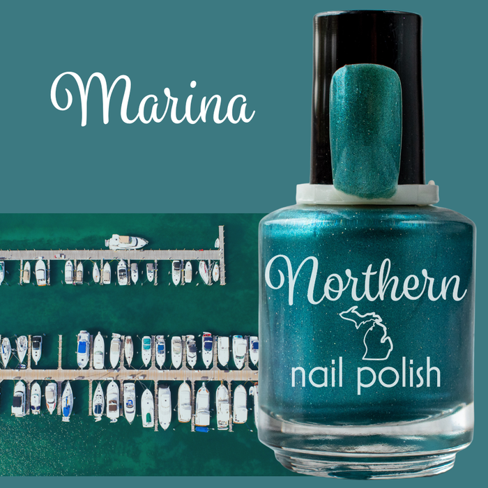 Marina ~ Nail Polish Teal Holo Vegan Nontoxic Michigan Made